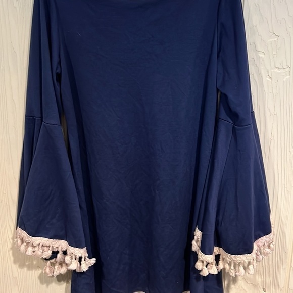 Vintage JUDITH MARCH SHIFT DRESS WITH TASSELS ON CUFFS .made In USA Size M - Picture 4 of 8